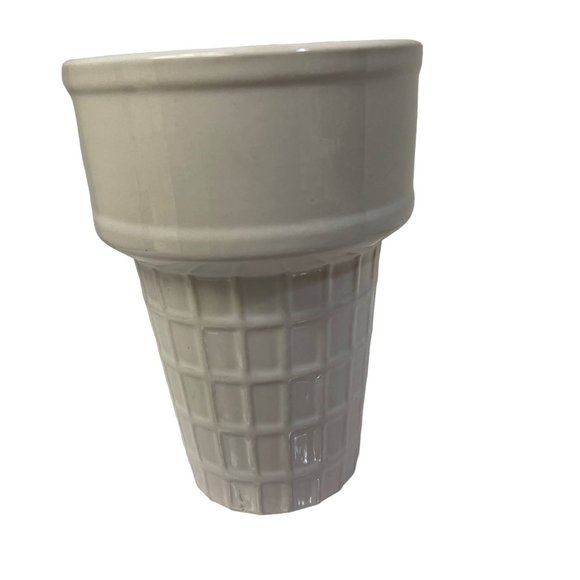 Vintage Collectible Ice Cream Cone Shaped Cup Ceramic White 4 1/2"  X 4" - Picture 3 of 5